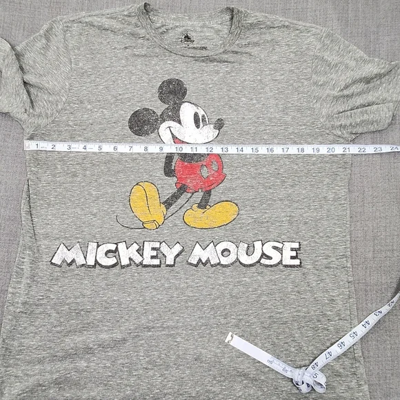 Disney Mickey Mouse Retro Style Spell Out Grey Tee Shirt.  Medium - Picture 5 of 6